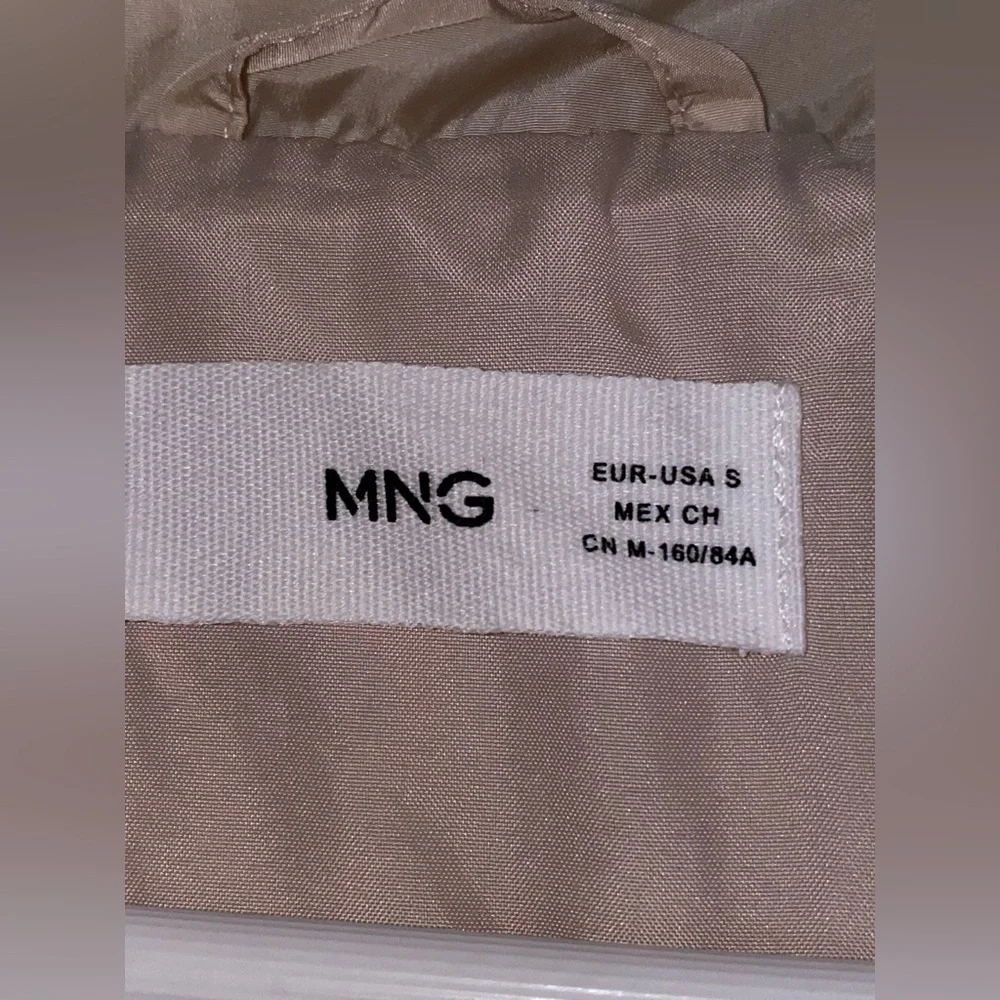 MANGO MNG Hooded Long Puffer Vest women’s Small S champagne double front zipper - Picture 2 of 16